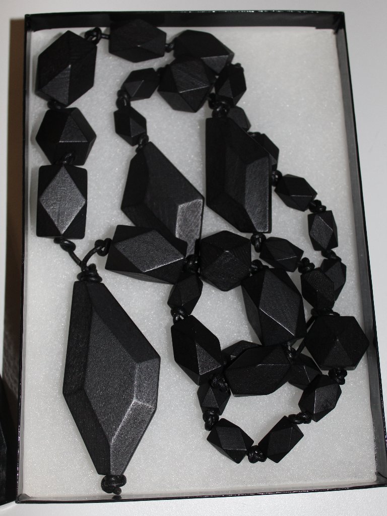 Vintage Lafayette 148 New York Large Black Block Bead Necklace 20